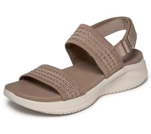 Skechers ULTRA FLEX 3.0 SANDAL – Braune Sommerschuhe mit Klettverschluss - Bequeme Sandale in Größe 40 für entspannte Freizeitaktivitäten. Mit gepolsterter Innensohle und strapazierfähigem Obermaterial bietet sie hohen Tragekomfort.