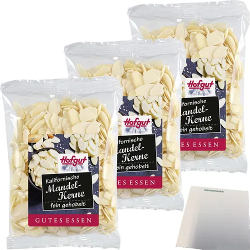 Hofgut Kalifornische Mandeln gehobelt blanchiert 3er Pack 3x100g Beutel usy