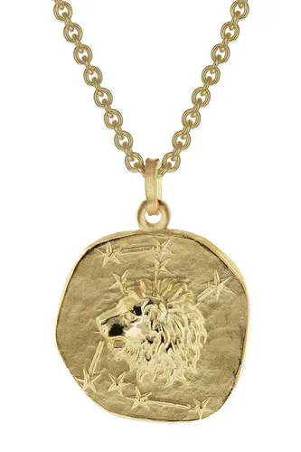 trendor Kette mit Anhänger Löwe - Sternzeichen Gold auf Silber - Kette mit Löwe-Anhänger aus Sterlingsilber 925 und Goldplattierung, ideal für Löwe-Geborene, poliertes Design mit stabiler Rundanker-Kette, Made in Germany.