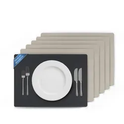 Bestlivings Tischset Schwarz, 33x46 cm - Platzsets aus pflegeleichtem PU in Lederoptik, beidseitig nutzbar für flexible Tischgestaltung und wasserabweisend – ideal für jeden Anlass!