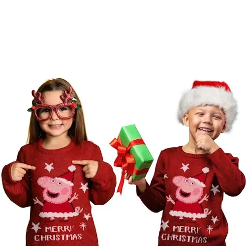 United Labels Peppa Wutz Weihnachtspullover für Kinder, Rot, 122 128, Ugly Christmas Sweater, Pullover, Winter Strickpullover für Jungen und Mädchen