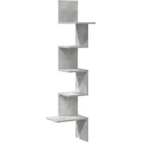 vidaXL Wand-Eckregal Betongrau 32x32x127,5 cm - Babyregale mit platzsparendem Design, ideal für Ordnung im Kinderzimmer und robustem Holzwerkstoff für langlebige Nutzung.