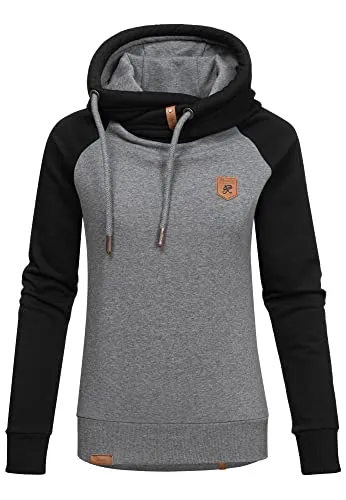REPUBLIX Damen Kapuzenpullover Sweatjacke Pullover Hoodie Sweatshirt RD-003 Anthrazit/Schwarz S