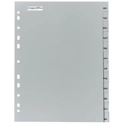 Ordner Register Monate Jan-Dez  / DIN A4 / Farbe: grau / 12tlg.