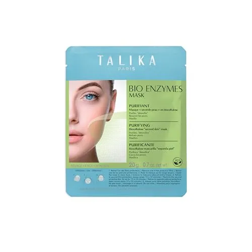 Talika Bio Enzymes Mask Purifying Detox Maske - Gesichtsmaske mit Biozellulose gegen Poren und Mitesser, Unreine Haut, Rötungen -Haut Pflegemaske