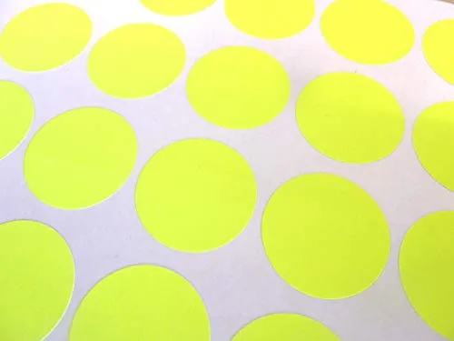 Minilabel Hell Fluoreszierende Neon Gelb Papier Sticker, 25mm 1 inch Kreise, 70 Etiketten, Selbstklebende Rund Rund Klebeetiketten