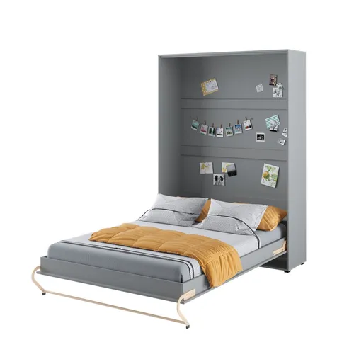 Friderik Concept PRO 1 CP-01 Wandklappbett Vertikal mit LED und Presto-Matratze, 140x200 cm (Grau) - Betten: Modernes Wandklappbett mit revolutionärem Mechanismus für einfachen einhändigen Betrieb und zusätzlichem Stauraum.