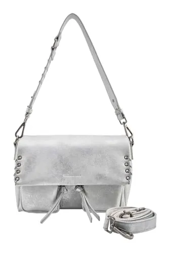 FREDsBRUDER Leder Schultertasche Umhängetasche Rebel At Heart Big Shoulderbag Silver silberfarben