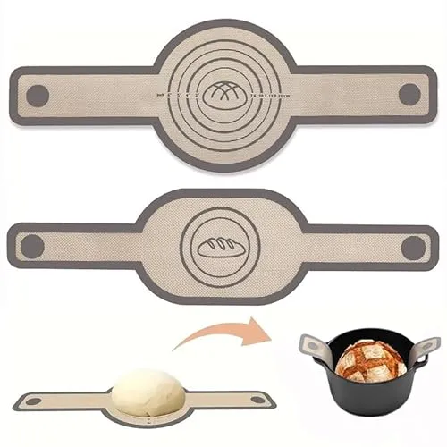 Stück Silikon-Brotschlinge oval und rund für Dutch Oven, Antihaft-Silikon-Backmatte, Brotschlinge mit langen Griffen, Brotbackblecheinsatz zum Übertragen von Teig, Perfektes Backwerkzeug 2