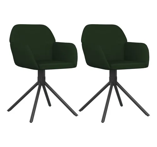 vidaXL Esszimmerstuhl Drehbar Dunkelgrün Samt (2 Stk.) - Stilvolle und komfortable Esszimmerstühle im 2er Set, drehbar um 360 Grad, mit weichem Samtbezug für hohen Sitzkomfort und elegantes Design.