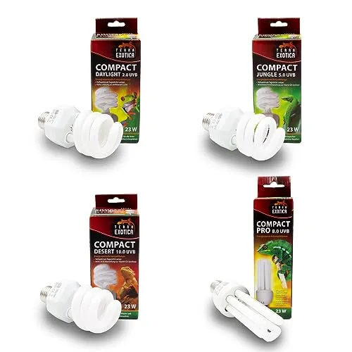 Terra Exotica Compact Daylight 2.0 UVB - 23 Watt Energiesparlampe - Auswahl zwischen 2.0, 5.0, 8.0 und 10.0 UVB Lampen für Ihr Terrarium - Tageslichtlampe für Ihr Terrarium