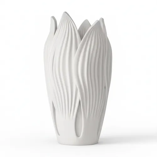 Moderne blattförmige weiße Vase für Blumen