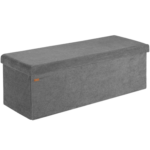 Casaria® Sitzbank mit Stauraum Anthrazit Cord - Stylische Sitzbank mit 130L Stauraum und 300kg Belastbarkeit, ideal für Wohnzimmer oder Flur. Inkl. 2 praktischen Aufbewahrungsboxen und faltbar für platzsparende Nutzung.