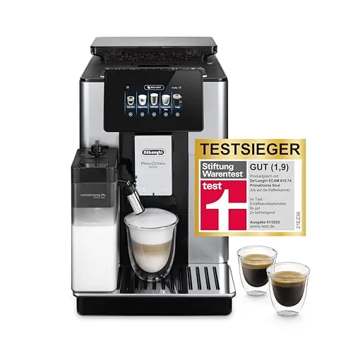 De'Longhi PrimaDonna Soul Perfetto ECAM 612.55.SB - Kaffeevollautomat mit LatteCrema Milchsystem, 18 Rezepte und App-Steuerung für perfekte Kaffeespezialitäten auf Knopfdruck.