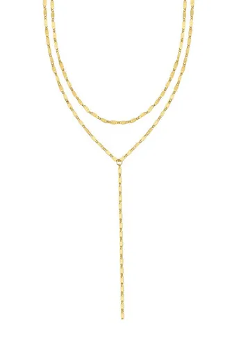 Hey Happiness Y-Kette mit Plättchen, Wasserfeste Edelstahl Lasso Halskette, Layer Lariat Damen Kette, Vergoldet 18K Roségold