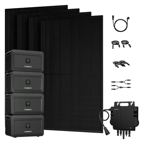 Balkonkraftwerk mit Speicher Growatt NOAH 2000x4 und Jasolar 1800W - Balkonkraftwerke mit 8192Wh Speicher, erweiterbare Kapazität und IP66 Wasserschutz – ideal für effiziente Energiegewinnung im Außenbereich.