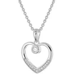 trendor Kette mit Anhänger Damen-925 Silber Mit Zirkonia-Herz silberfarben 45 cm