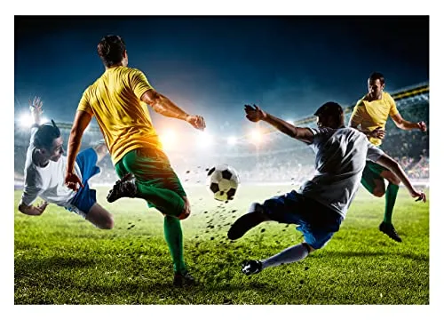 WallArena - Vlies Fototapete Kinderzimmer Fußballer 416x254 cm - Fototapeten - Fototapeten Tapeten für Kinder Kindertapete - Vliestapete Wandtapete Tapete 3D Effekt - Fußball