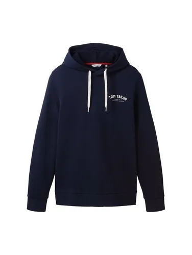 TOM TAILOR Herren Sweatshirt Hoodie mit Logo-Print - Kapuzenpullover für Herren in Dark Grey Melange, aus weichem Sweat-Stoff für optimalen Komfort. Ideal für lässige Looks im Alltag.