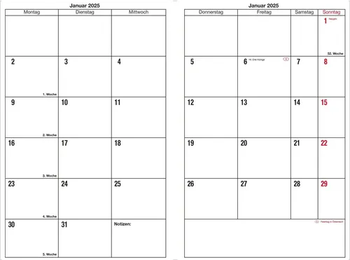 GÜSS Kalender Buchkalender Monatsübersicht 2026