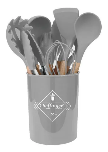 Rungassi Küchenorganizer-Set Küchenhelfer Küchenutensilien Set mit Ständer 12-tlg. grau RUNGASSI