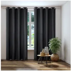 Kutti Vorhang Dimout (1 St), Ösen, verdunkelnd, Verdunkelung, Thermo, isolierend, einfarbig grau 140 cm x 175 cm