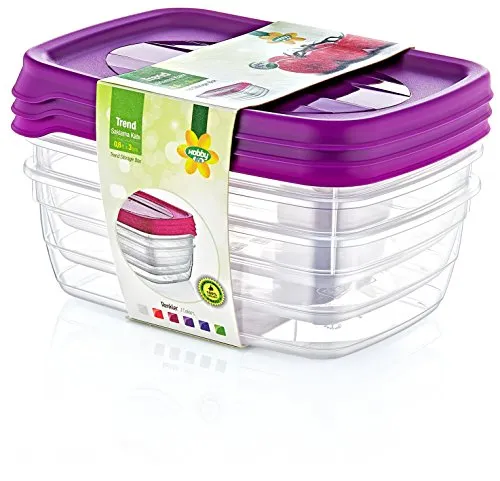 Hobby Life 0,6 l, 3-teilig, Trend, rechteckig, Aufbewahrungsbox, Set, Transparent