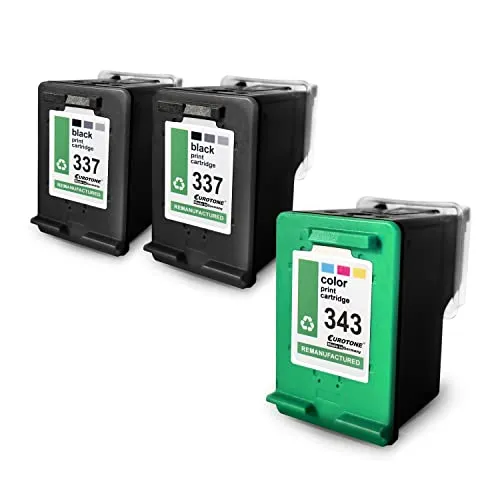 Eurotone 3X Patronen für HP 6988 100 C4190 D5160 C4180 H470B 6940DT 6980 C4140 6305 C4150 2575xi D4145 8030 6310 8050XI C4100 ersetzt 337+343 CMYK