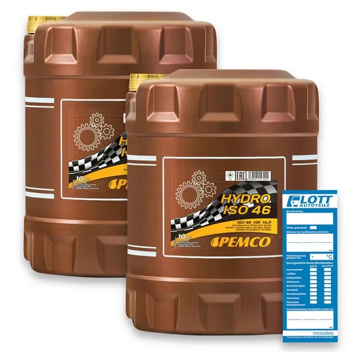 2x 10L Pemco Hydrauliköl Hydro ISO 46 Mineralöl HLP 46 Schmieröl DIN 51424-2 Öl