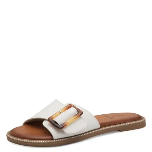 s.Oliver Damen Pantoletten Vegan, Weiß (40 EU) - Pantoletten für Damen mit SOFT FOAM Sohle für maximalen Komfort und optimale Passform, 100% vegan und ideal für entspannte Sommerausflüge.