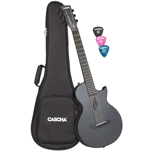 Cascha Akustikgitarre aus Kohlefaser - Leichte Reisegitarre für Anfänger - Akustische Gitarren mit innovativem Carbon-Design, feuchtigkeits- und temperaturbeständig, ideal für Reisen und den Außenbereich.