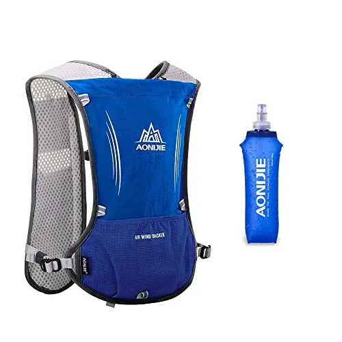 Win.Deeper Ultraleicht Trinkrucksack Trail Run Rucksack Trinkweste, Hydration Pack Fahrradrucksack für Laufen, Camping, Wandern, Joggen, Marathoner mit 1.5L Trinkblase oder 500ML Wasserflasche (Blau)