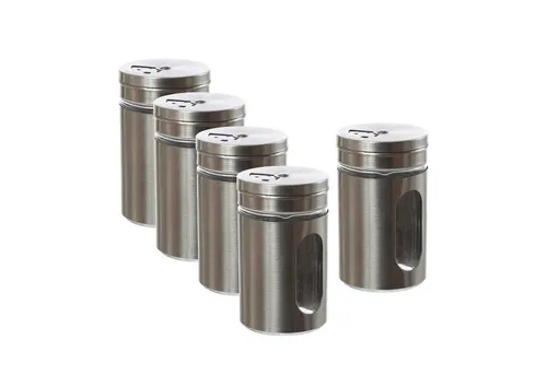 GAUMENKICK Gewürzbehälter Gewürzstreuer Edelstahl Dosen Sichtfenster 3 Streumöglichkeiten 5Stück, Glas, (5-tlg)