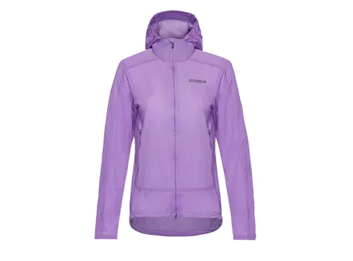 Gorewear Fernflow Hooded Windbreaker für Damen S - scrub purple - Fahrradbekleidung mit atmungsaktivem Wetterschutz und optimalem Tragekomfort. Der Windbreaker hat ein weiches Material, das nicht auf der Haut klebt, und eignet sich perfekt für Radfahrer mit Helm.