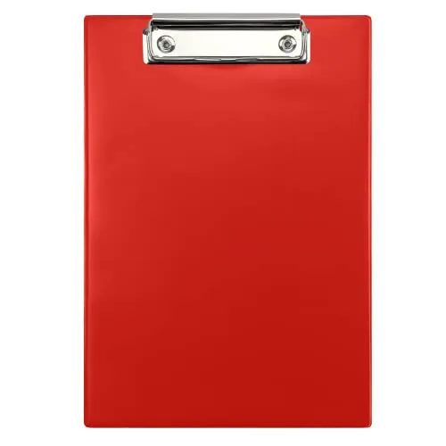 Netuno 1 Stück Klemmbrett A5 Rot mit Metallclip Schreibplatte aus Hartkunststoff Dokumentenhalter Schreibunterlage Clipboard Mappe mit Bügelklemme