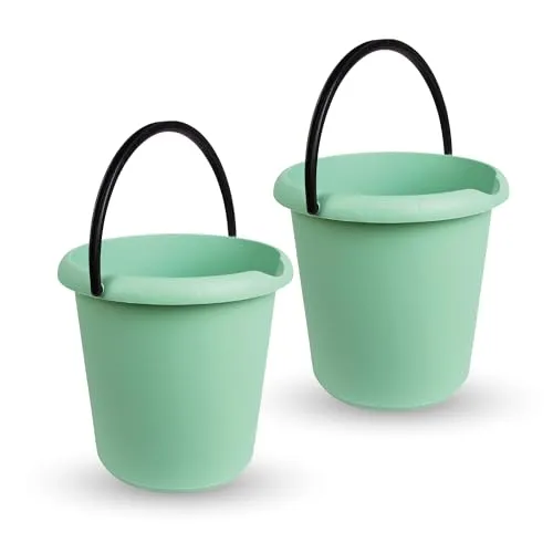 Eimer (2 Stück) Haushaltseimer, 5 Liter, in vers. Farben, Putzeimer aus Stabilem Kunststoff, BPA-frei, Kunststoffeimer Made in EU (Grün)