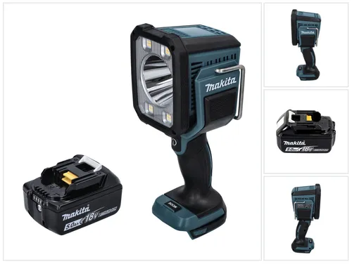 Makita DML 812 T1 Akku LED Handstrahler - Arbeitsleuchte mit bis zu 1250 lm Helligkeit, 4 Lichtmodi und 640 m Reichweite – ideal für den Einsatz unter harten Bedingungen.
