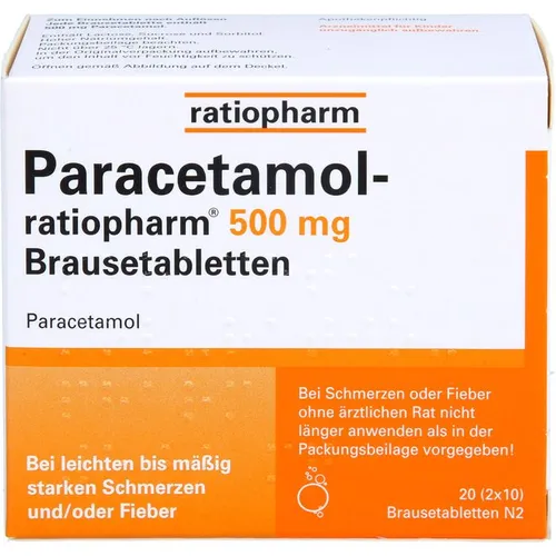Paracetamol ratiopharm 500mg Brausetabletten - Arzneimittel zur Linderung leichter bis mäßig starker Schmerzen und Fieber, schnell löslich für eine schnelle Wirkung.