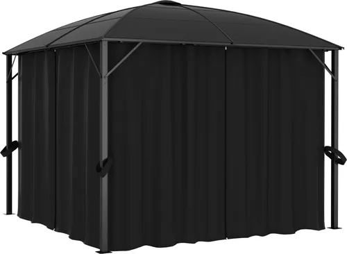 The Living Store Pavillon mit Vorhängen 300 x 300 x 265 cm Anthrazit