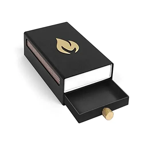 Nordic Flame DesignHülle für Streichhölzer schwarz - Feuerzeuge aus pulverbeschichtetem Stahl, stilvolles Dekoobjekt für moderne Wohnräume