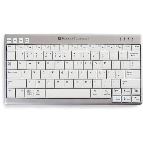 BAKKER ELKHUIZEN UltraBoard 950 Wireless Tastatur - Kabellose Tastatur in grau und weiß mit 4 praktischen Hotkey-Tasten für effizientes Arbeiten und einer Reichweite von bis zu 3 m – ideal für einen aufgeräumten Arbeitsplatz.