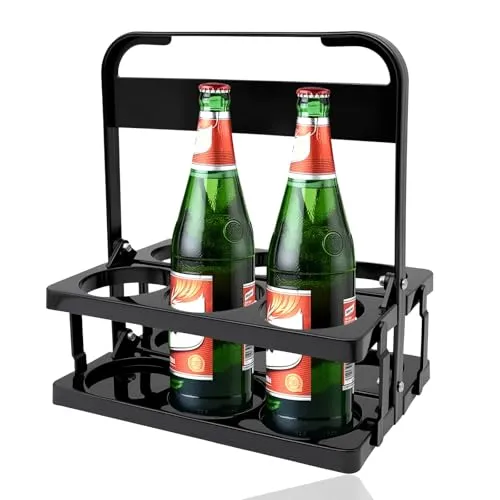MDPUTY Flaschenträger 6 Flaschen, Getränketräger Kunststoff Flaschenkorb faltbar Flaschenträger mit Griff tragbar Bierträger Plastik für KTV Bar Weinliebhaber Restaurants (31×24,5×18 cm schwarz)