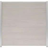 GartenLand WPC Zaun XL Ameland Exclusive ca. 180 x 180 cm Sichtschutz Steckzaun Sand Multicolor mit Zwischenleisten und Abschlussleiste Silber