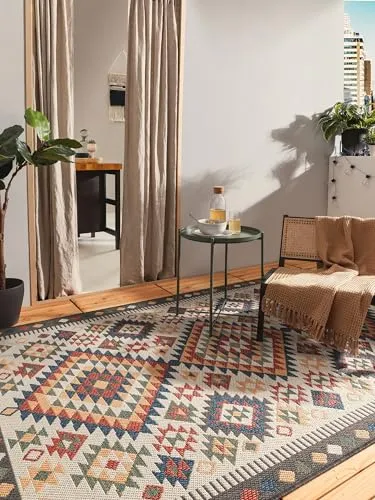 benuta Nest Teppich Mirena - Multicolor 120x170 cm - Teppich für Innen- und Außenbereiche, wetterbeständig und pflegeleicht, ideal für Wohnzimmer, Schlafzimmer oder Terrasse.