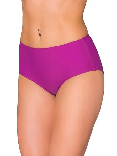 Aquarti Bikinihose Damen mit Mittelhohem Bund – Klassische Bikinihosen für Damen in Unifarben, Farbe: Magenta, Größe: 46