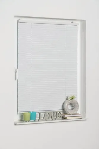 K-Home Klemmfix Alu-Jalousie 160 cm, weiß - Moderne Klemmfix Alu-Jalousie von K-Home, ideal für Fenster ohne Bohren. Bietet Sichtschutz und individuelle Lichtsteuerung durch stufenlose Lamellenverstellung. Perfekt für jeden Wohnraum.