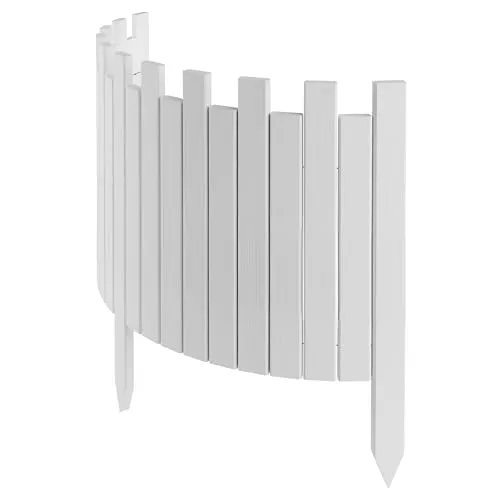 Floranica Beeteinfassung Rasenkante Holz 100 x 40 cm Weiß Rollzaun Holzzaun imprägniert Flexible Rollborder Palisade Gartenzaun Umzäunung für Garten
