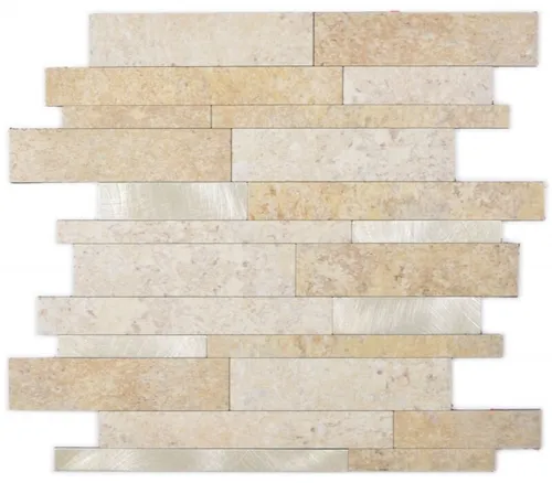 Verbund Vinyl Steinoptik Limestone brown/Gold Mosaikfliese - 10 Stück pro Packung, ideal für kreative Wandgestaltungen mit edler Steinoptik, pflegeleicht und vielseitig einsetzbar.