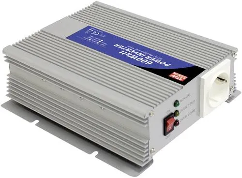 Mean Well MW Wechselrichter A301-600-F3 600W - DC/AC-Wandler mit modifizierter Sinusausgangsspannung, ideal für den mobilen Einsatz. Schützt vor Überlastung und bietet umfassenden Akku-Schutz.