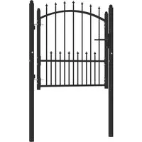 vidaXL Zauntor mit Spitzen 100x100 cm Schwarz - Gartentor aus pulverbeschichtetem Stahl, rostbeständig und sicher mit vertikalen Stäben und gewölbtem Oberteil. Ideal für Garten, Innenhof oder Terrasse, inkl. stabiler Pfosten und Schließsystem.